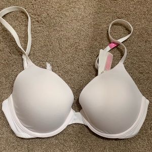 PINK 34B WHITE PUSH-UP BRA